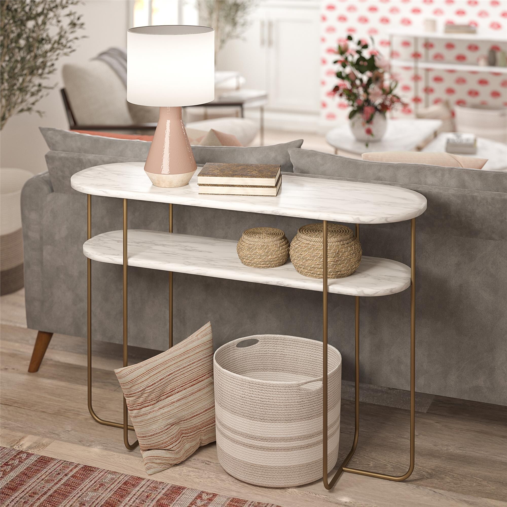 The Novogratz Athena Faux Marble Console Table