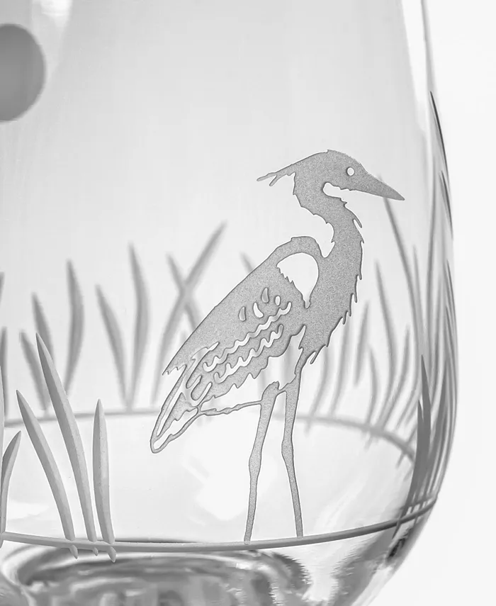 Rolf Glass Heron Stemless 17Oz - Set Of 4 Glasses