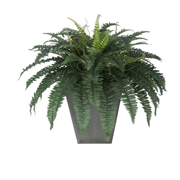 Faux Fern in Square Zinc Planter