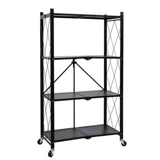 ZACHVO Black 4-Tier Boltless Welded Metal Garage Storage Shelving (28 in. W x 50 in. H x 13.43 in. D) HDB09CCMMBTKDM