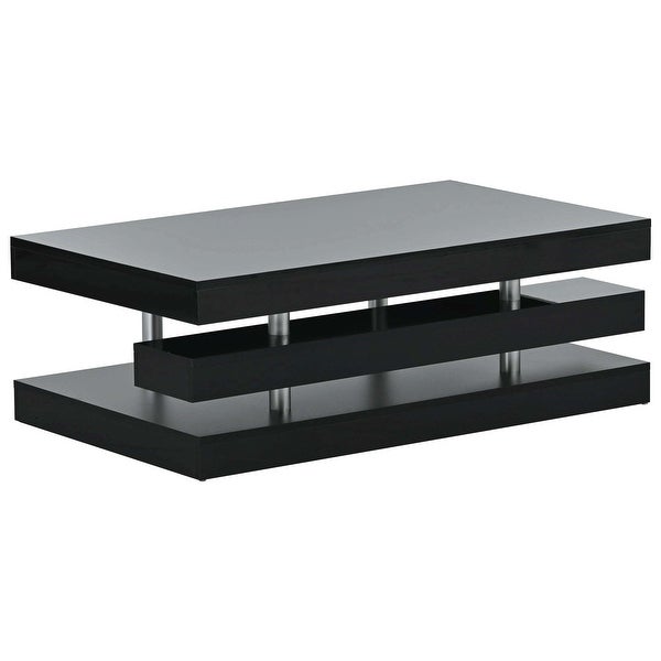 Modern 2-Tier Coffee Table with Silver Metal Legs