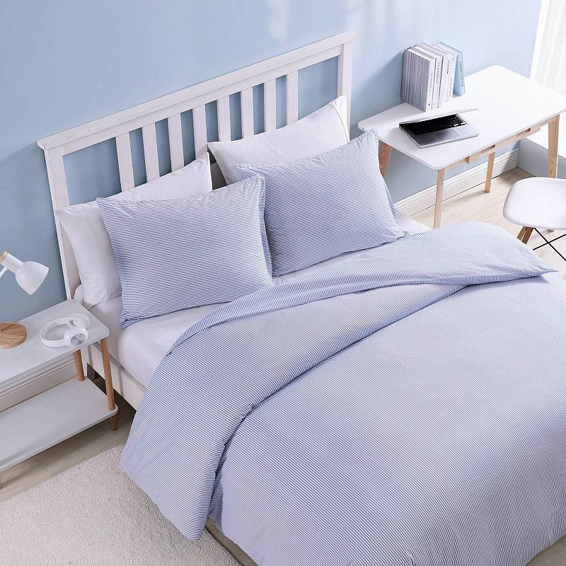 Poppy and Fritz Oxford Stripe Blue Duvet Cover Set with Sham