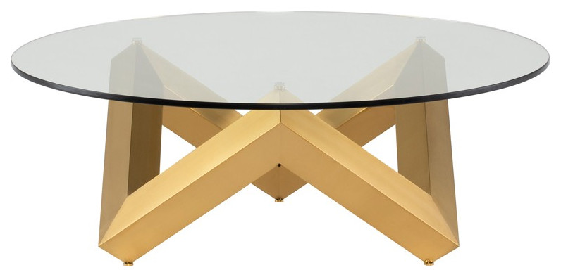 Gold Coffee Table with Glass Top   Contemporary   Coffee Tables   by HomeCraftDecor  Houzz