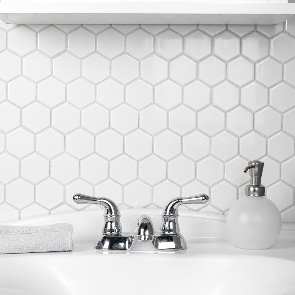 Merola Tile Metro 2 in. Hex White Porcelain Mosaic Tile (10.0 sq. ft.Case) FXLM2HGW