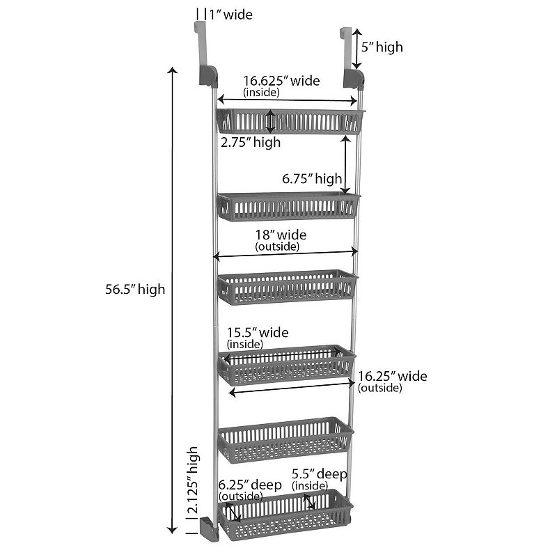 Household Essentials 6-Basket Over-the-Door Storage Rack