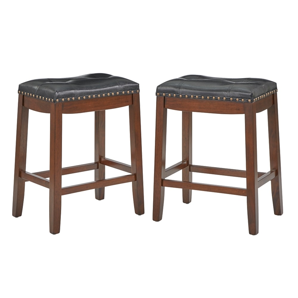 Simple Living Lonnie 24 inch Padded Counter Height Saddle Stools (Set of 2)