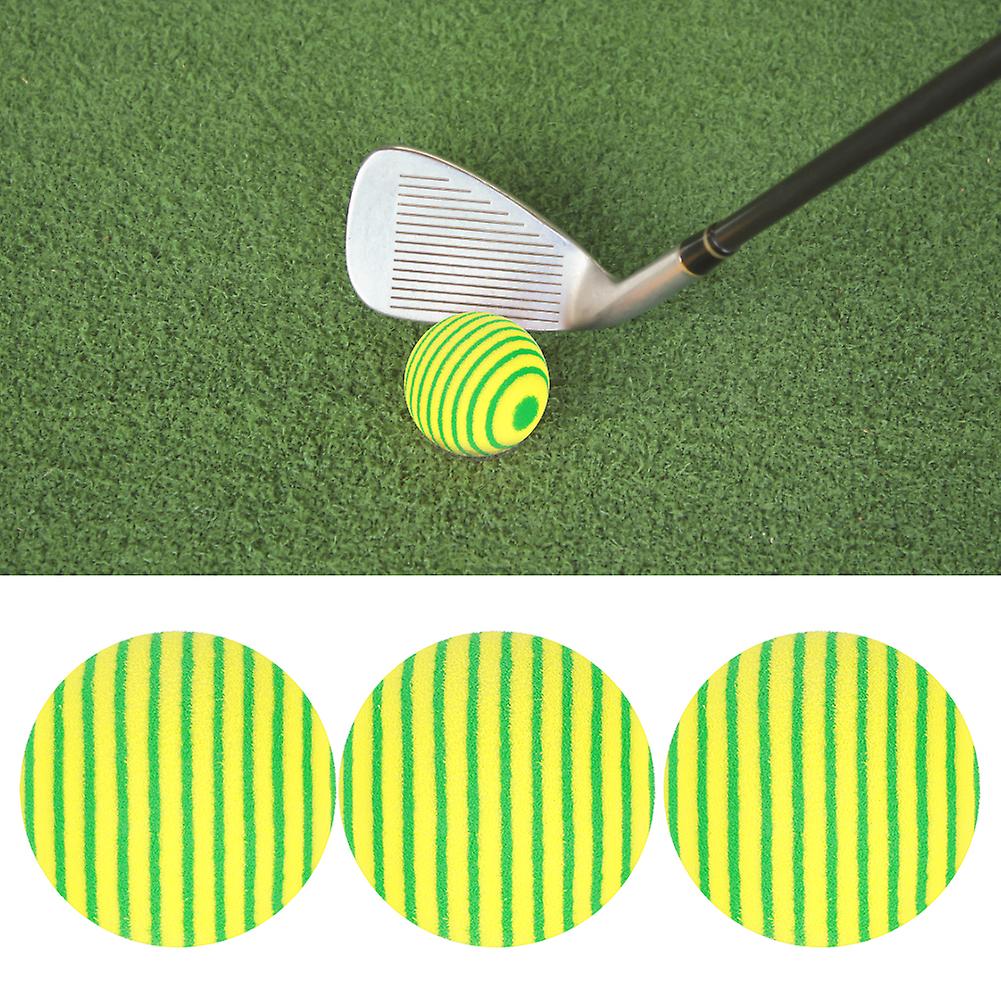 50pcs Eva Lightweight Wear Resistant Indoor Practice Stripe Golf Foam Ball Colorful Pet Cat Entertainment Toy Ballsyellow Green/2 Colours Stripe Ball