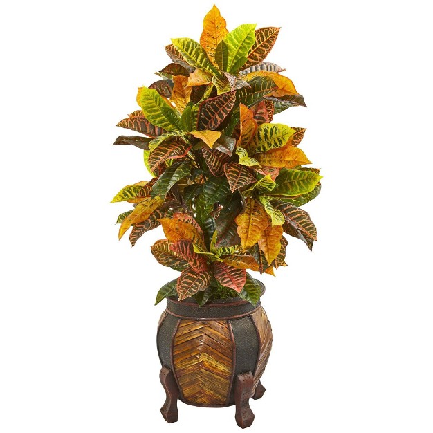 Nearly Natural 44-in Croton Artificial Plant In Decorative Planter(real Touch)