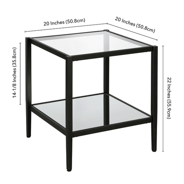 Hera 20'' Wide Square Side Table with Mirror Shelf