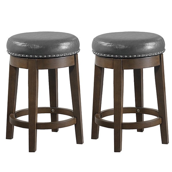 Set of 2 24 -inches PU Swivel Stool