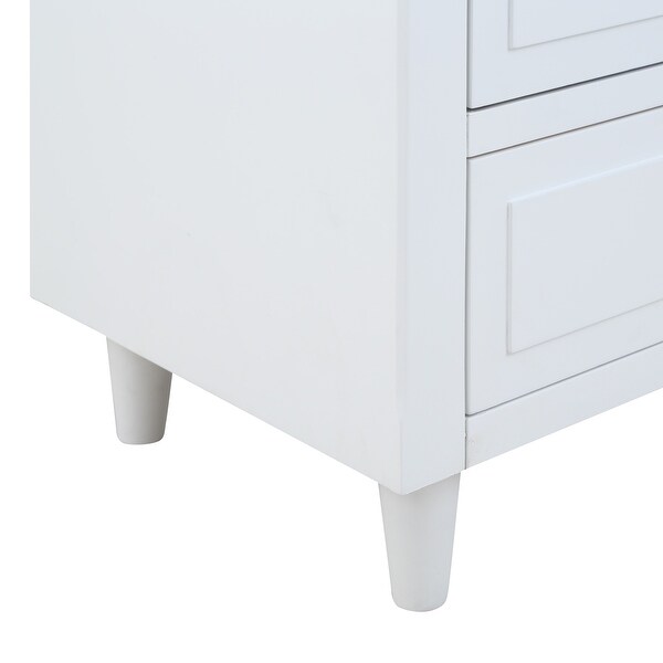 3-Drawer White Nightstand with Storage Wood Cabinet - - 34395861