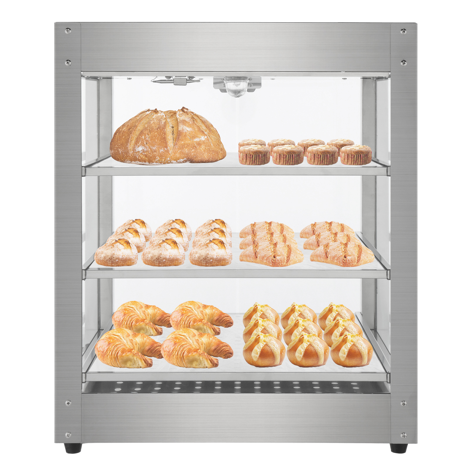 Ktaxon Commercial Food Warmer 3-Tier Countertop Food Pizza Pastry Warmer Display Case 800W 110V