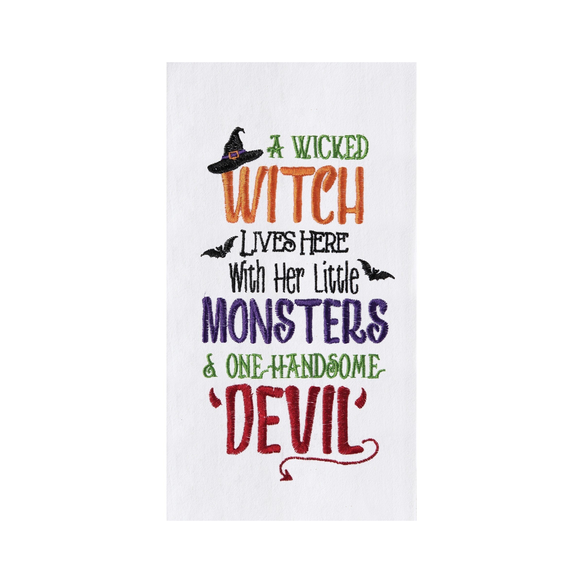 Witch， Monsters， and Devil Embroidered Flour Sack Kitchen Towel