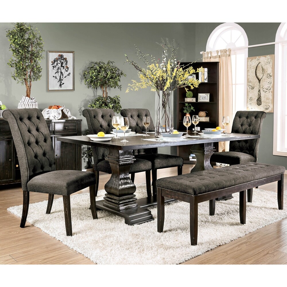 Mesta Traditional Grey 6 Piece Dining Table Set with Bench by Furniture of America