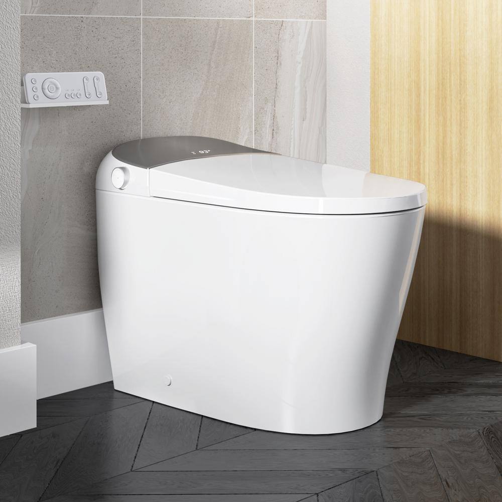 HOROW Tankless Elongated Smart Toilet Bidet in White with Auto Flush Heated Seat Warm Air Dryer Bubble Infusion Wash T03