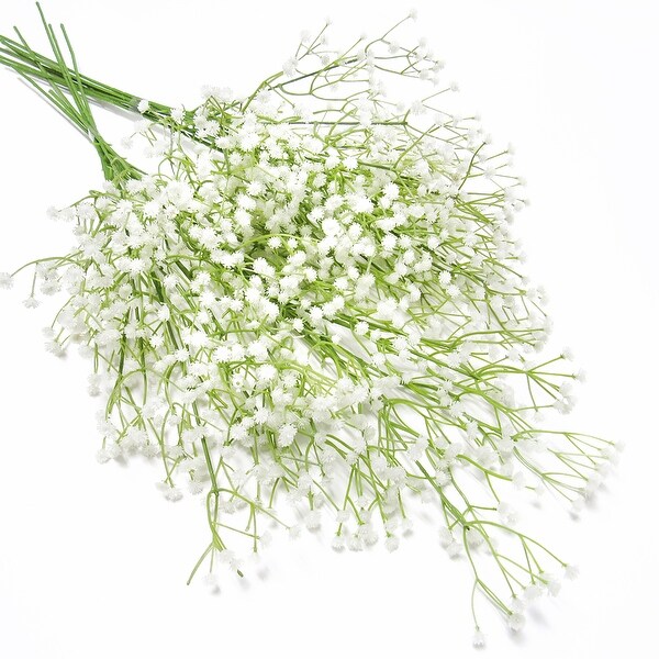 Set of 12 White Artificial Baby's Breath Gypsophila Plastic Filler Flower 24in