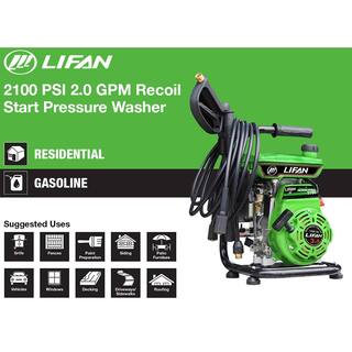 LIFAN 2100 psi 2.0 GPM AR Axial Cam Pump Recoil Start Gas Pressure Washer with CARB Compliant LFQ2130-CA