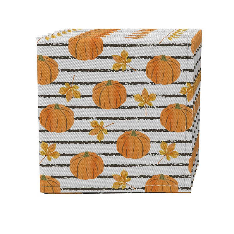 Napkin Set of 4， 100% Cotton， 20x20， Abstract Autumn Stripe