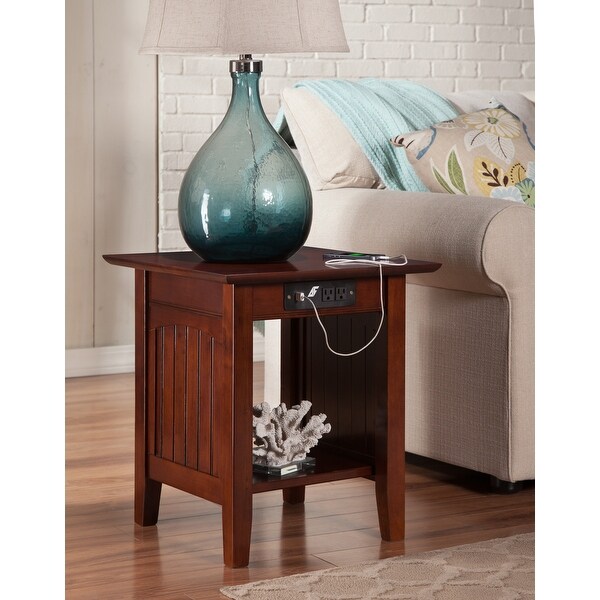 Nantucket Solid Wood End Table with Charging Station