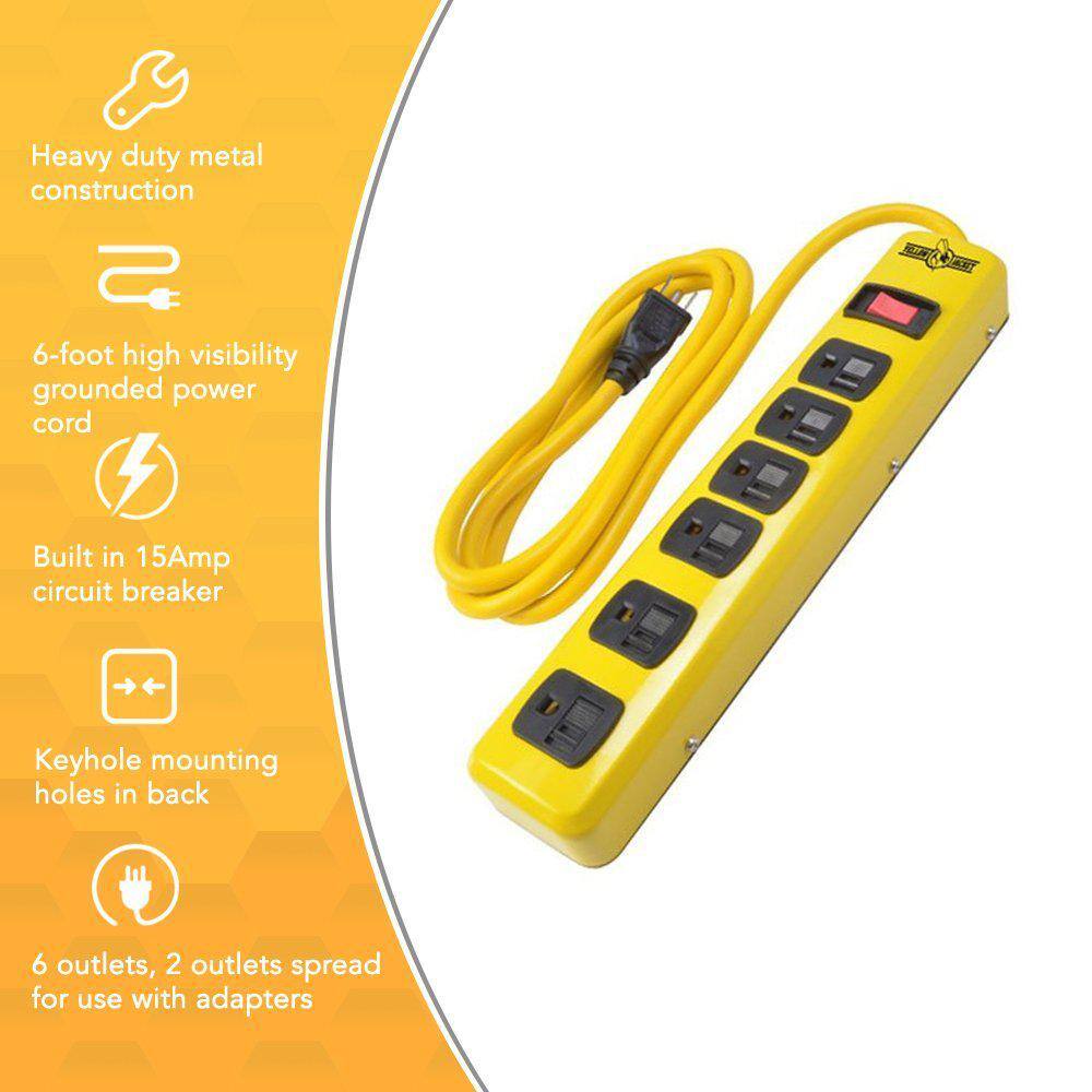 Yellow Jacket 6 ft. 6-Outlet Metal Heavy-Duty Power Strip with OnOff Switch 5139N