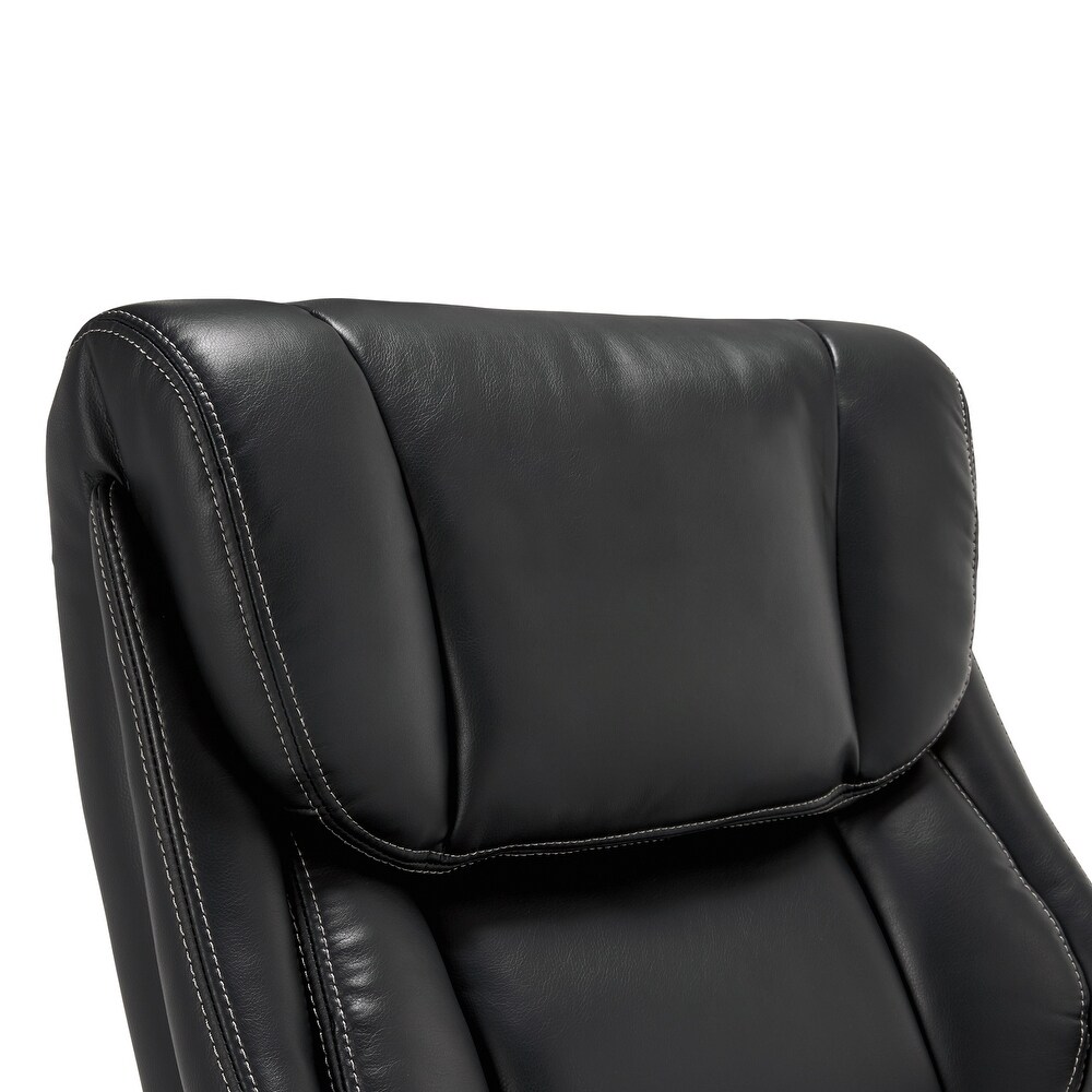 La Z Boy Bellamy Executive Leather Office Chair with Memory Foam Cushions  Solid Wood Arms and Base  Waterfall Seat Edge