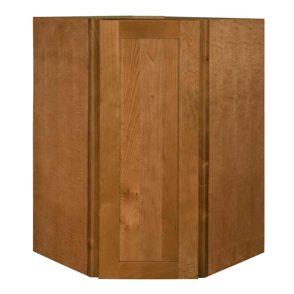 Home Decorators Collection Hargrove Assembled 20x30x12 in. Plywood Shaker Wall Angle Corner Kitchen Cabinet Soft Close Left in Stained Cinnamon WA2430L-HCN