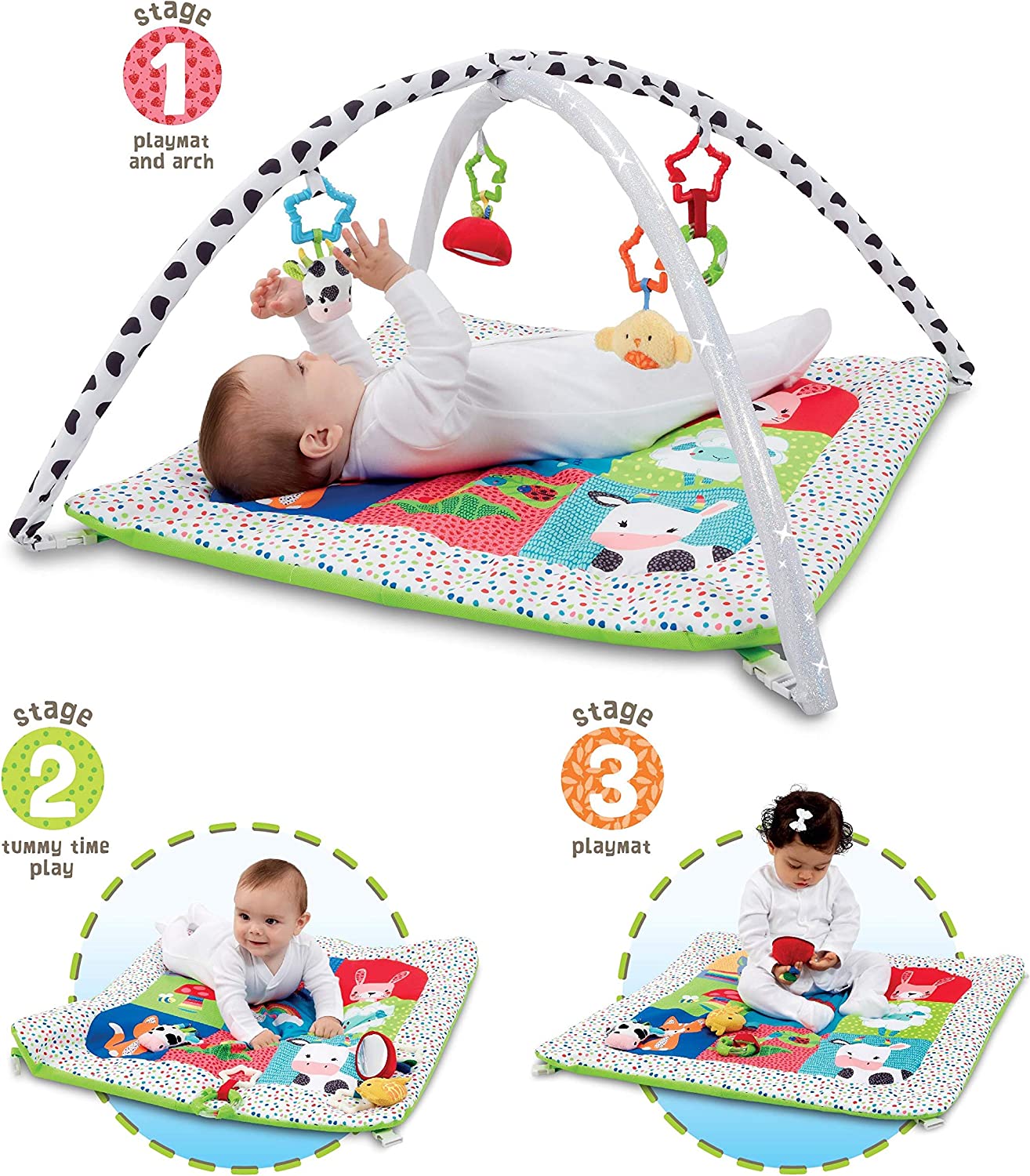 Early Learning Centre Blossom Farm Playmat and Arch， Physical Development， Hand Eye Coordination， Stimulates Senses， Baby Toys 0+ Months， by Just Play