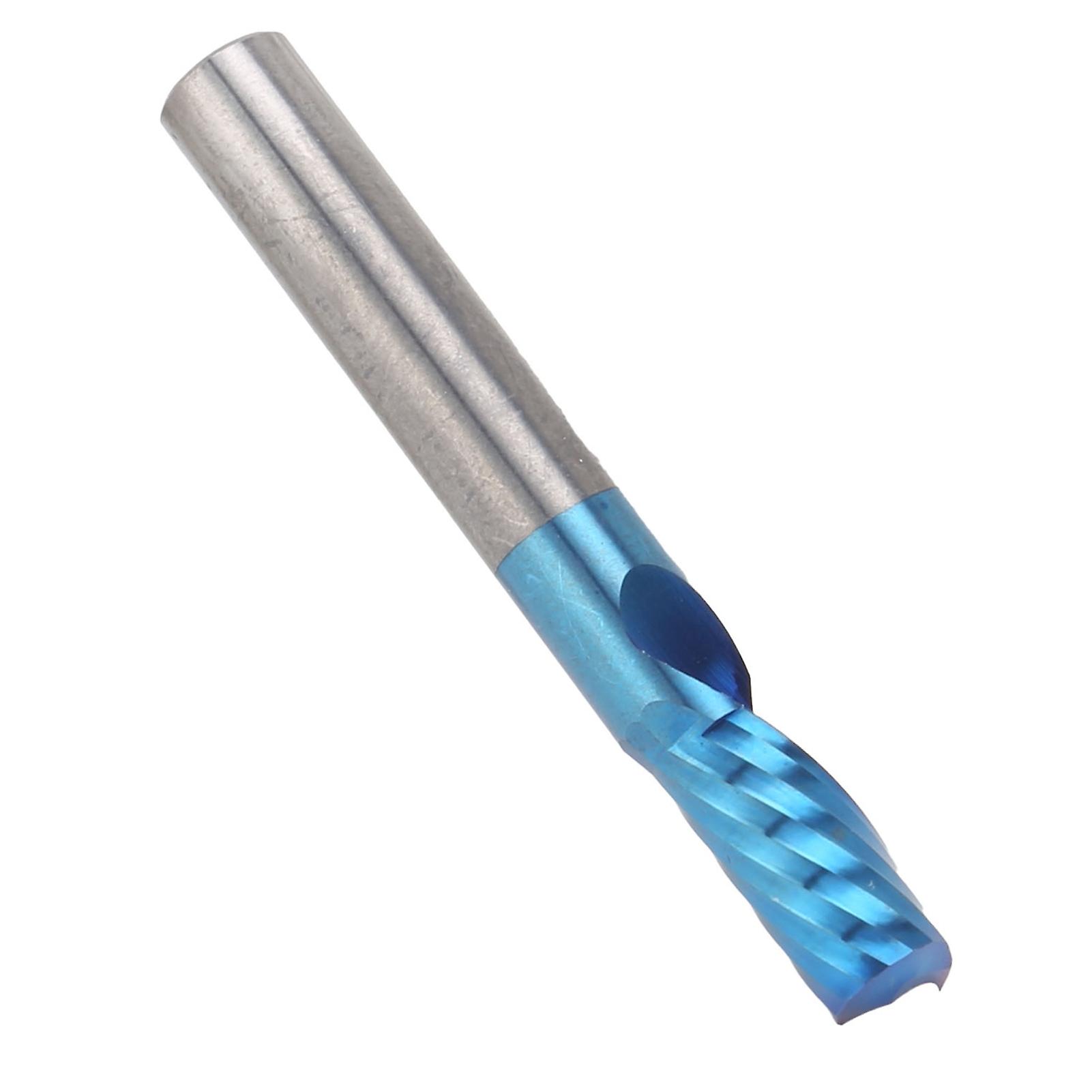 Spiral Milling Cutter Single Blade Tungsten Steel Blue Plating Hardware Cnc Tools 6x12x45