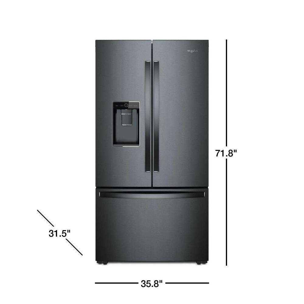 Whirlpool 24 cu. ft. French Door Refrigerator in Black Stainless Counter Depth WRF954CIHV