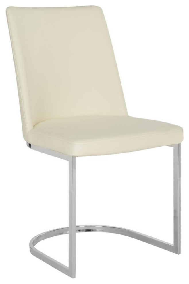 Tedra 18 quotH Leather Side Chair  Set of 2  Buttercream/Chrome   Contemporary   Dining Chairs   by V.S.D Furniture  Houzz