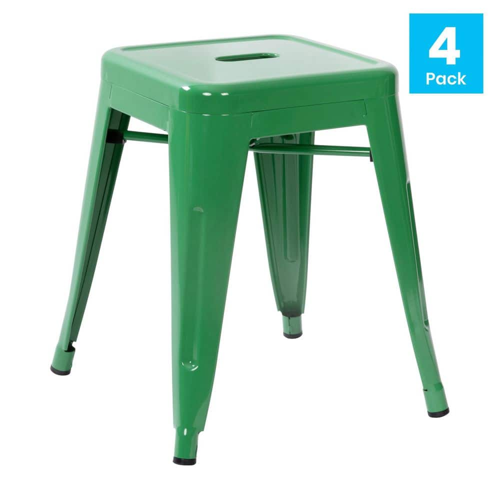 Carnegy Avenue 18 in. Green Backless Metal Bar Stool with Metal Seat Set of 4 CGA-ET-509914-GR-HD