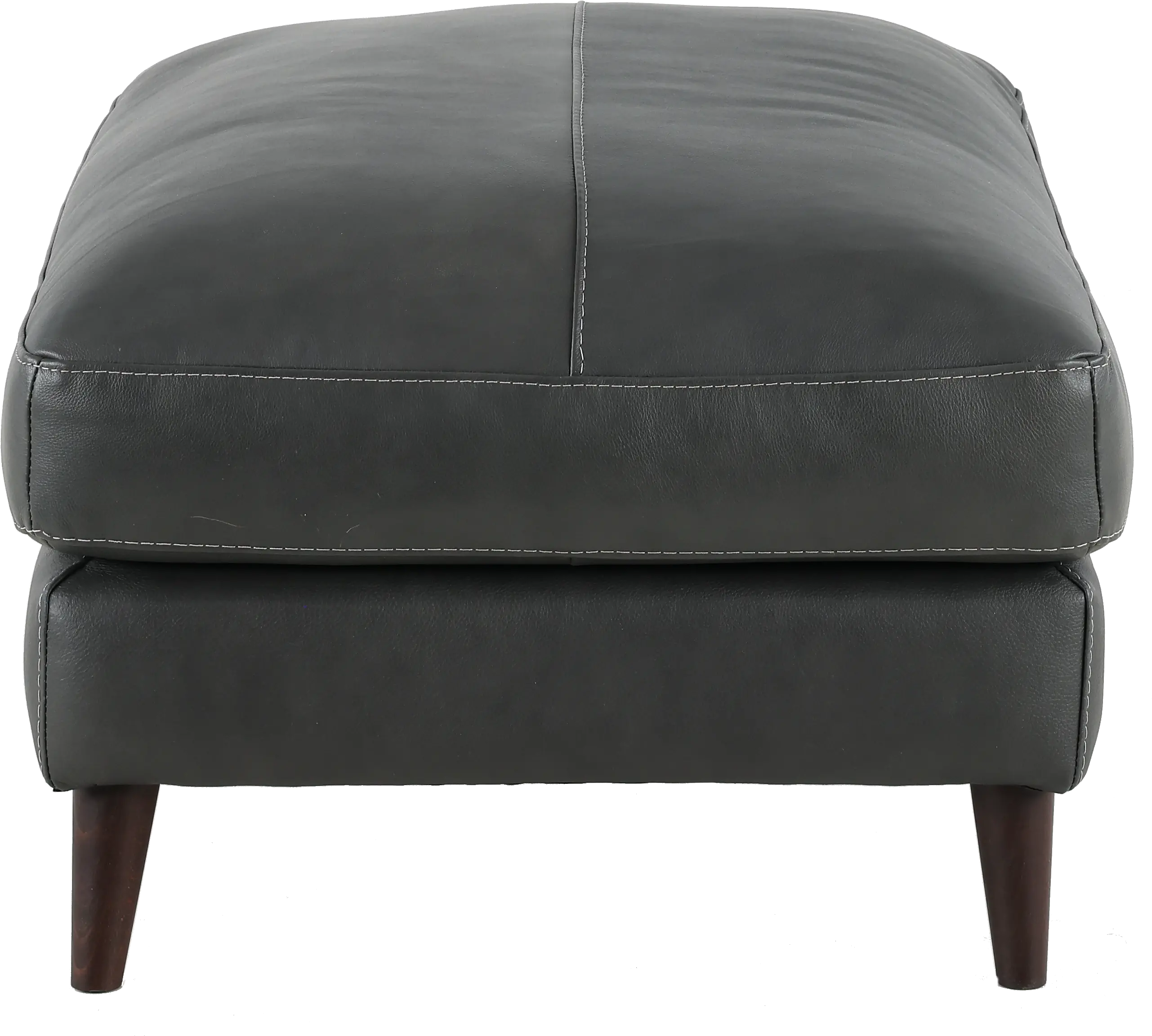 Caruso Gray Leather Cocktail Ottoman