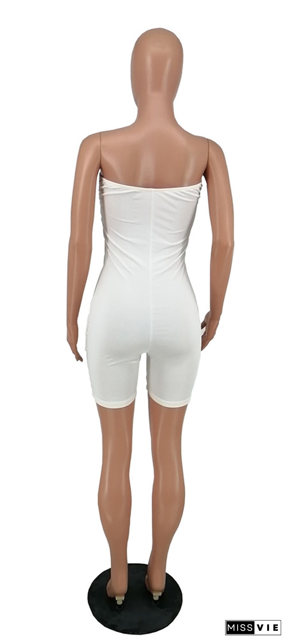 White Strapless Bodycon One Piece Rompers