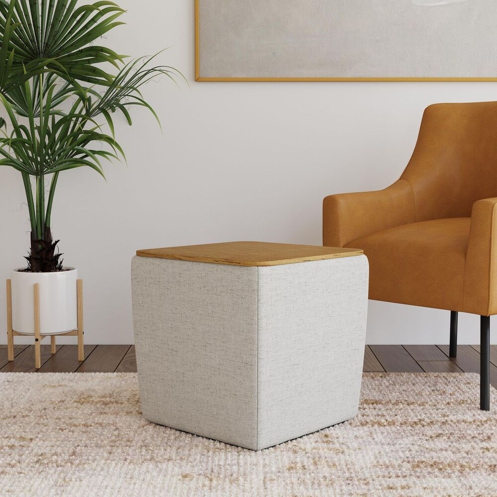 HomePop Storage Table Ottoman with Wood Top