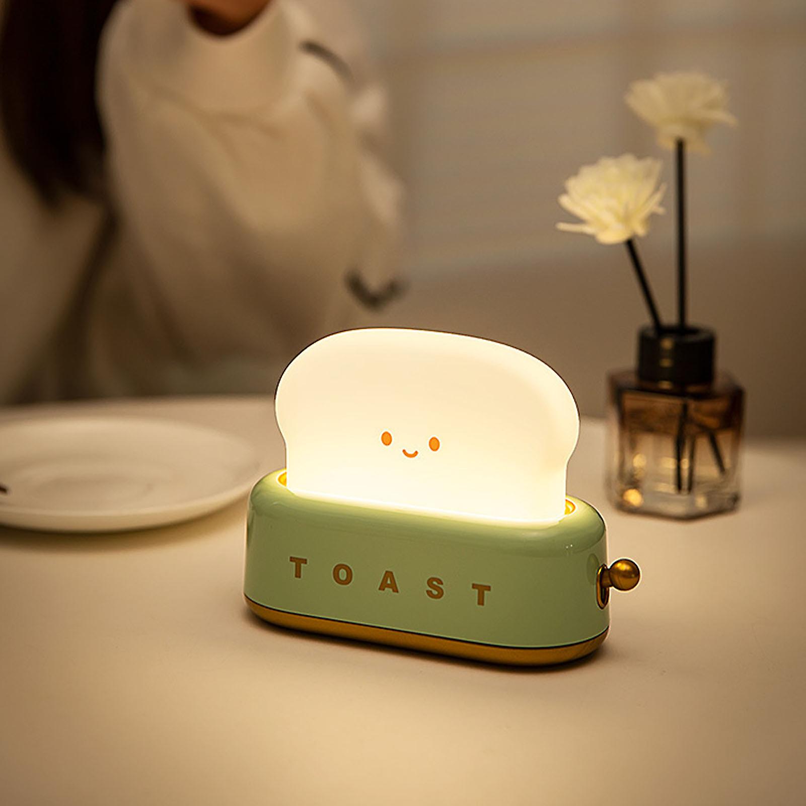 Cute Night Light Toast Lamp Led Toaster Night Lamp Rechargeable Desk Lamp With Timer Portable Bedroom Bedside Sleep Lamps