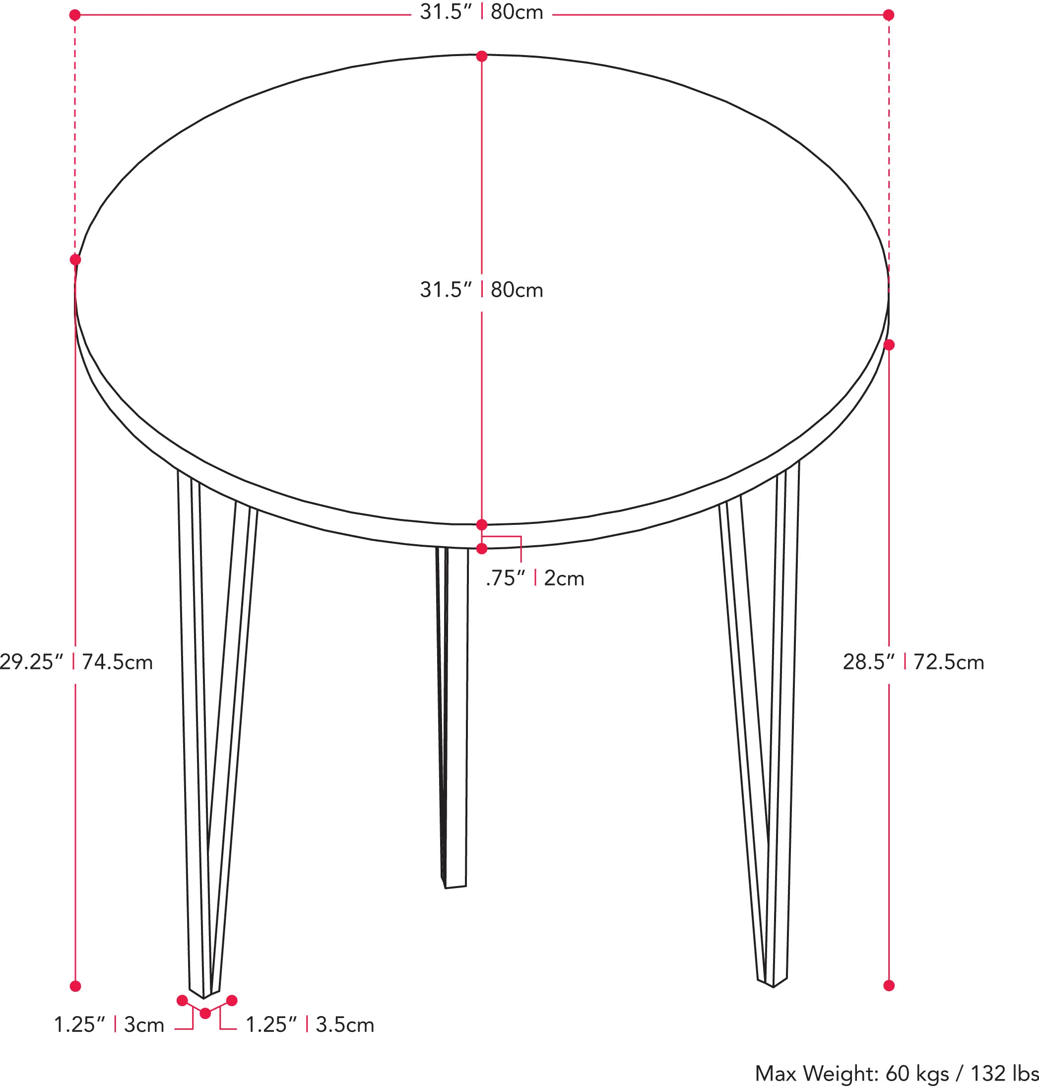 Lennox Iron Leg Dining Table