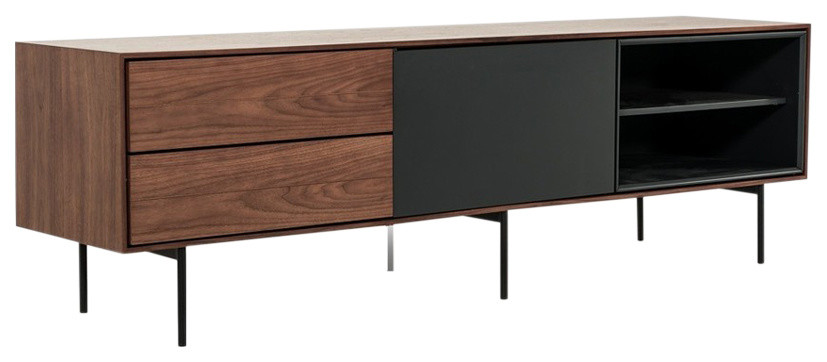 Modrest Kenny Walnut and Gray TV Stand   Midcentury   Entertainment Centers And Tv Stands   by Vig Furniture Inc.  Houzz