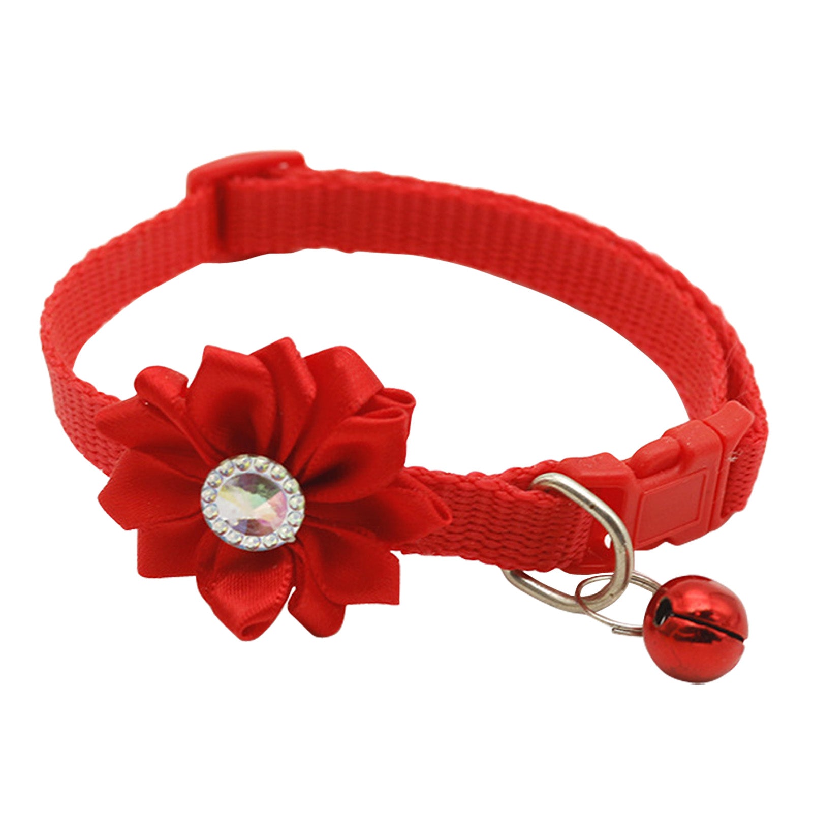 CHBORLESS 2 Pcs Nylon Cat Collar with Bell Bow Tie Flower Adjustable Puppy Kitten Collar，Red