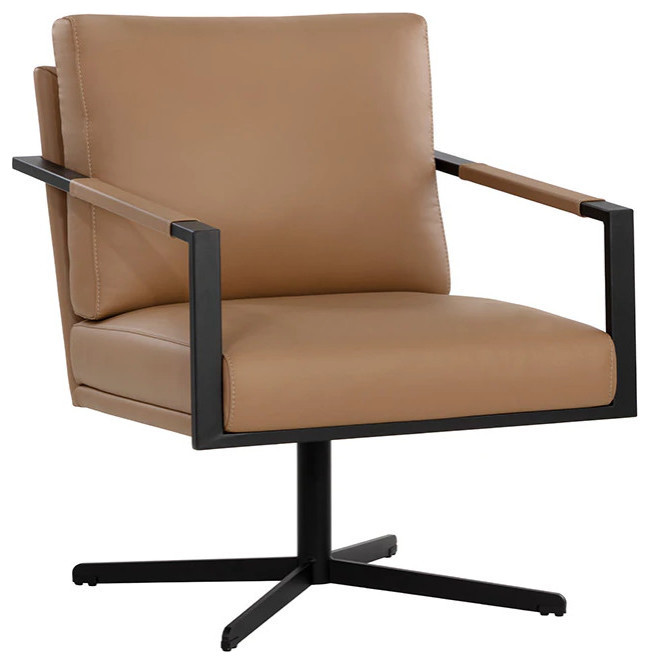 Carney Swivel Lounge Chair Leather   Modern   Indoor Chaise Lounge Chairs   by Virgil Stanis Design  Houzz