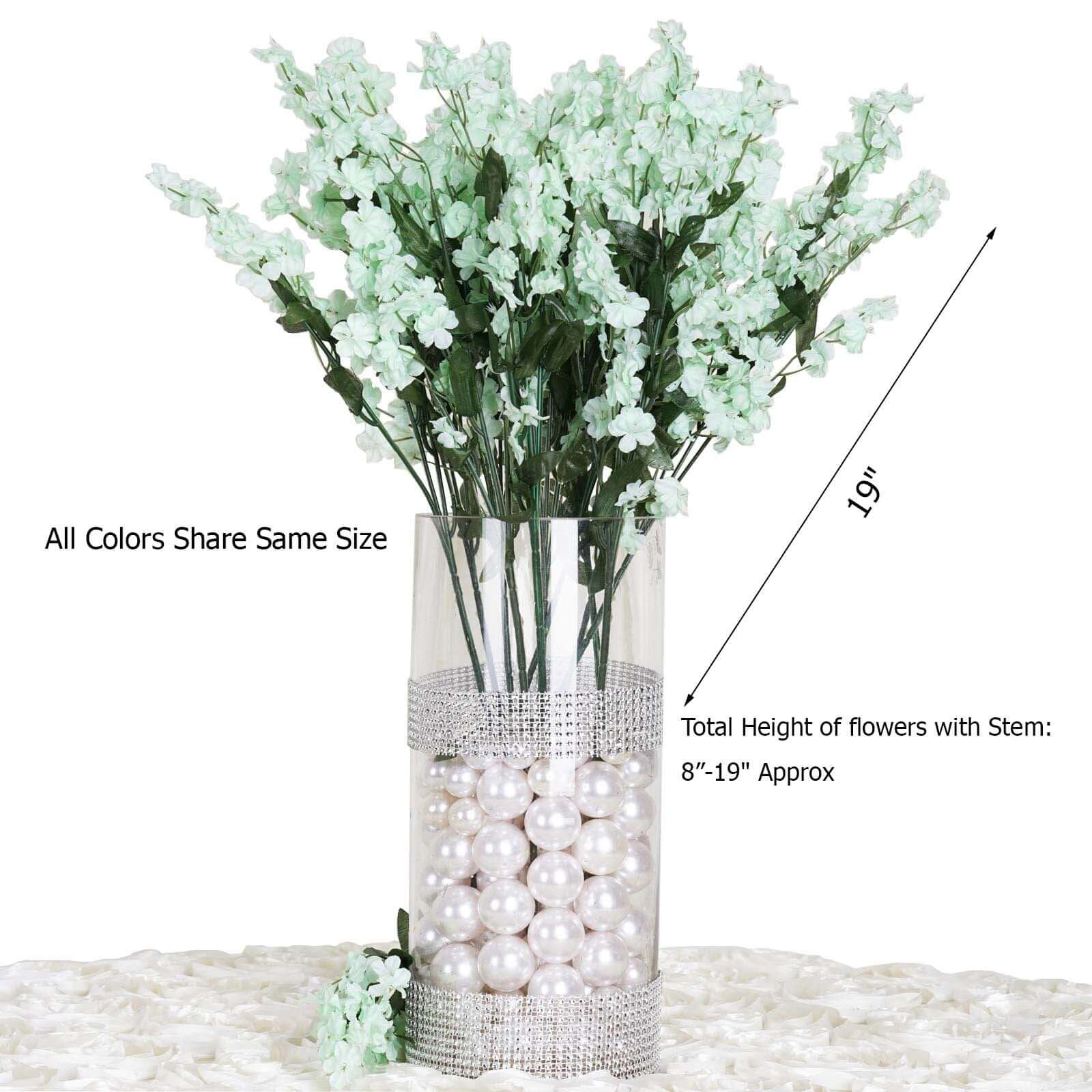 12 Stems White Artificial Silk Babys Breath Flower Bushes Spray