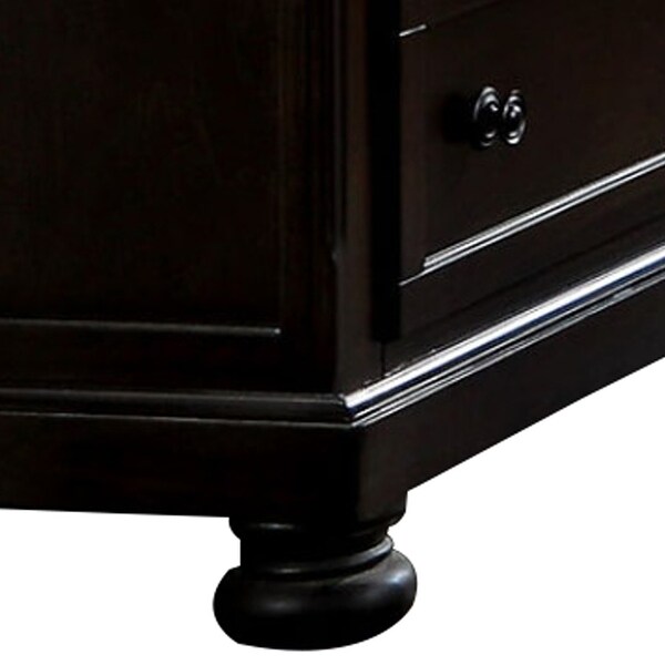 Wooden Transitional Style Dressing Table With Hidden Drawers， Dark Brown