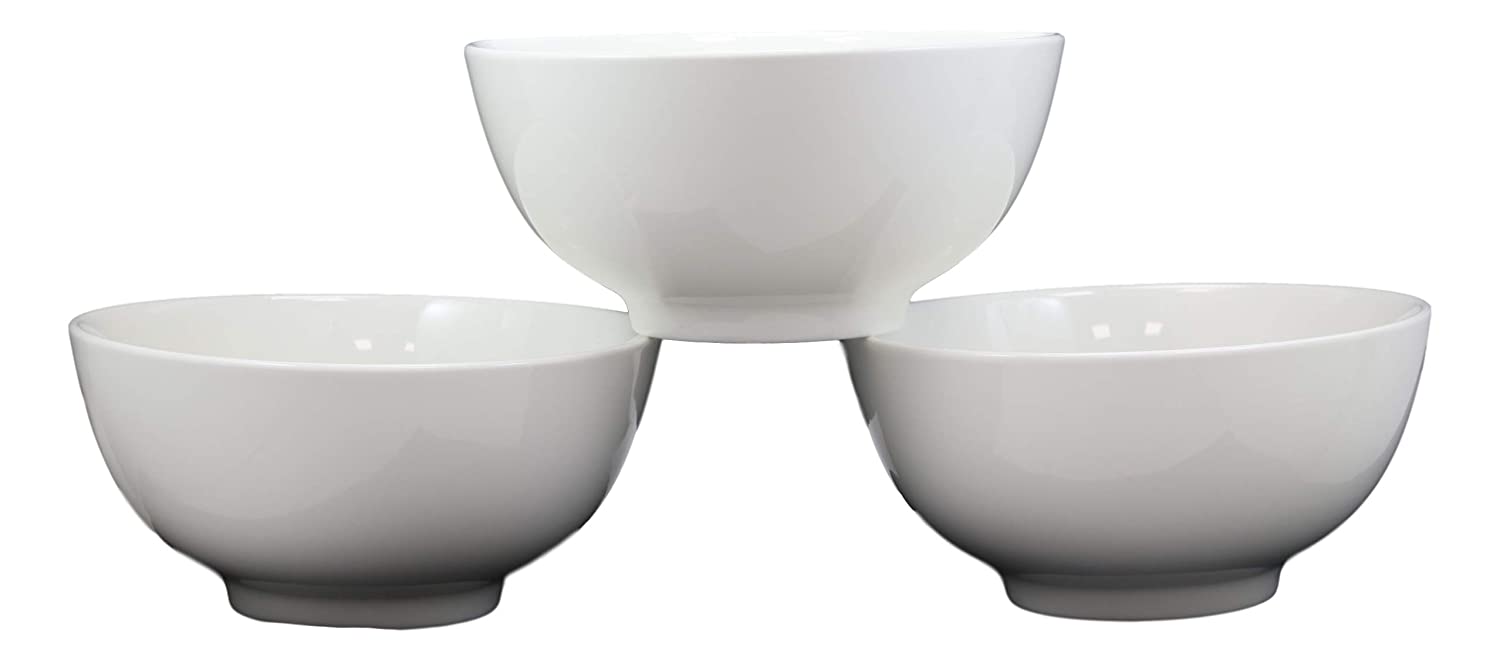 Contemporary White Porcelain Large Ramen Pho Udon Soup Bowls 48oz 8.25D (Set 3)