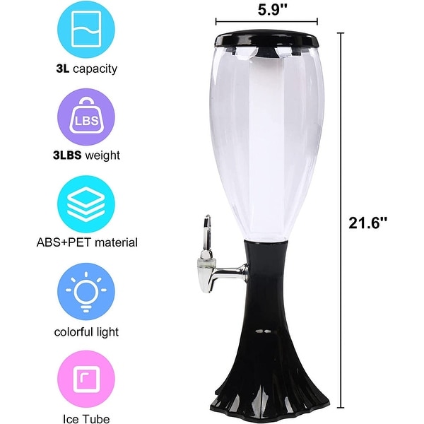 3L Draft Beverages Beer Tower Beverage Dispenser for Beer and Drink - 21.6