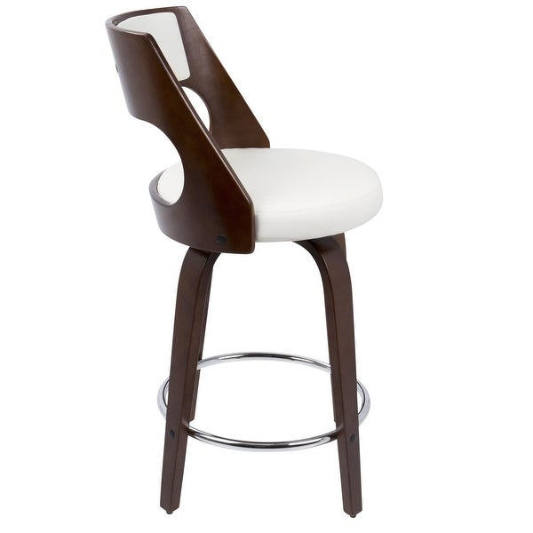 Cecina Counter Stool with Swivel Cherry and White Leather - Set of 2 - 20