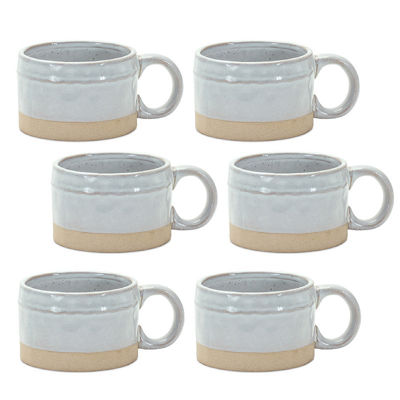 Rustic Porcelain Mug With Beige Accent (set Of 6)