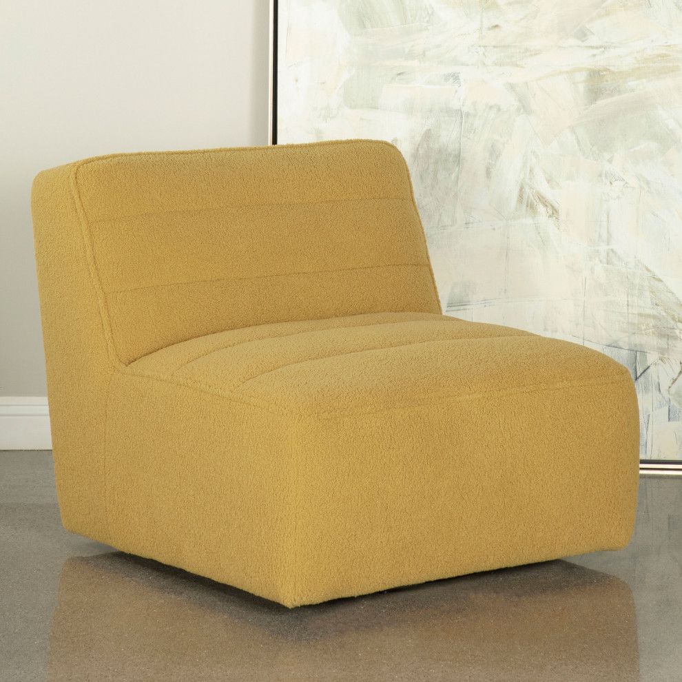 Cobie Upholstered Swivel Armless Chair Mustard   Modern   Armchairs And Accent Chairs   by Modon  Houzz