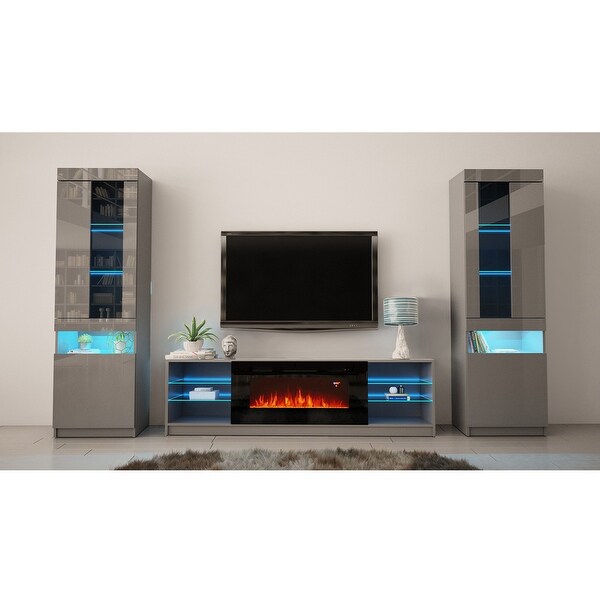 Boston 01 Electric Fireplace Modern Wall Unit Entertainment Center