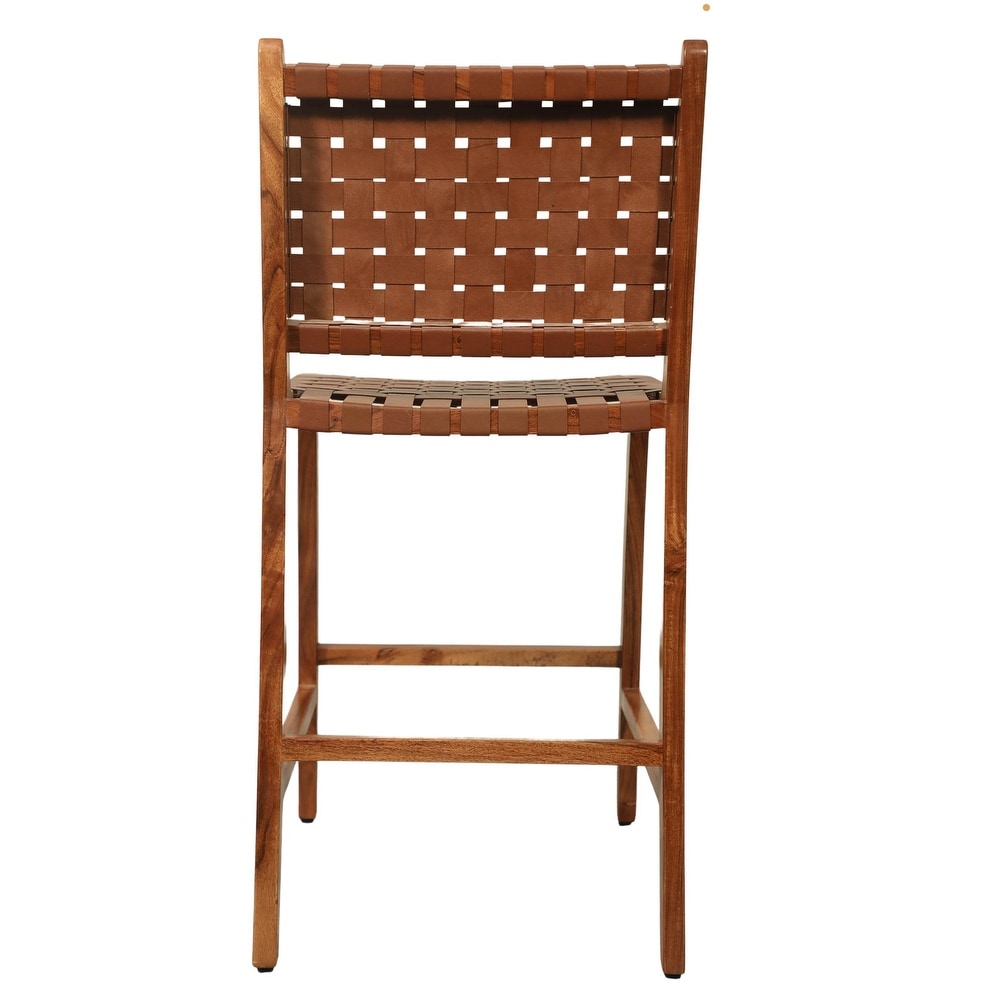 Whitney 24 inch Leather Weave Barstool  Set of 2   N/A