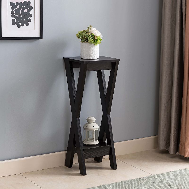 FC Design X-Shape Legs Plant Stand with Bottom Shelf