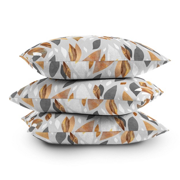 Elisabeth Fredriksson Falling Leaves Square Throw Pillow Gold Deny Designs